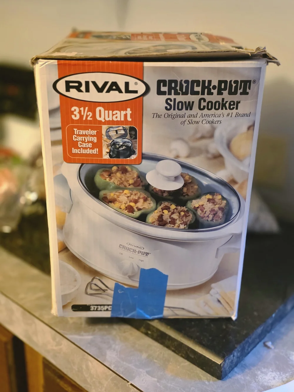 Vintage Rival Crock-Pot Slow Cooker 3 1/2 Quart - Model 3735PC W - With Traveler